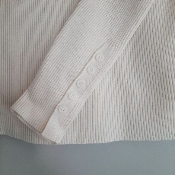 MAEVE / Anthropologie Turtleneck Button Cuffs Fine Rib Fitted Sweater M Flawed - Picture 3 of 16